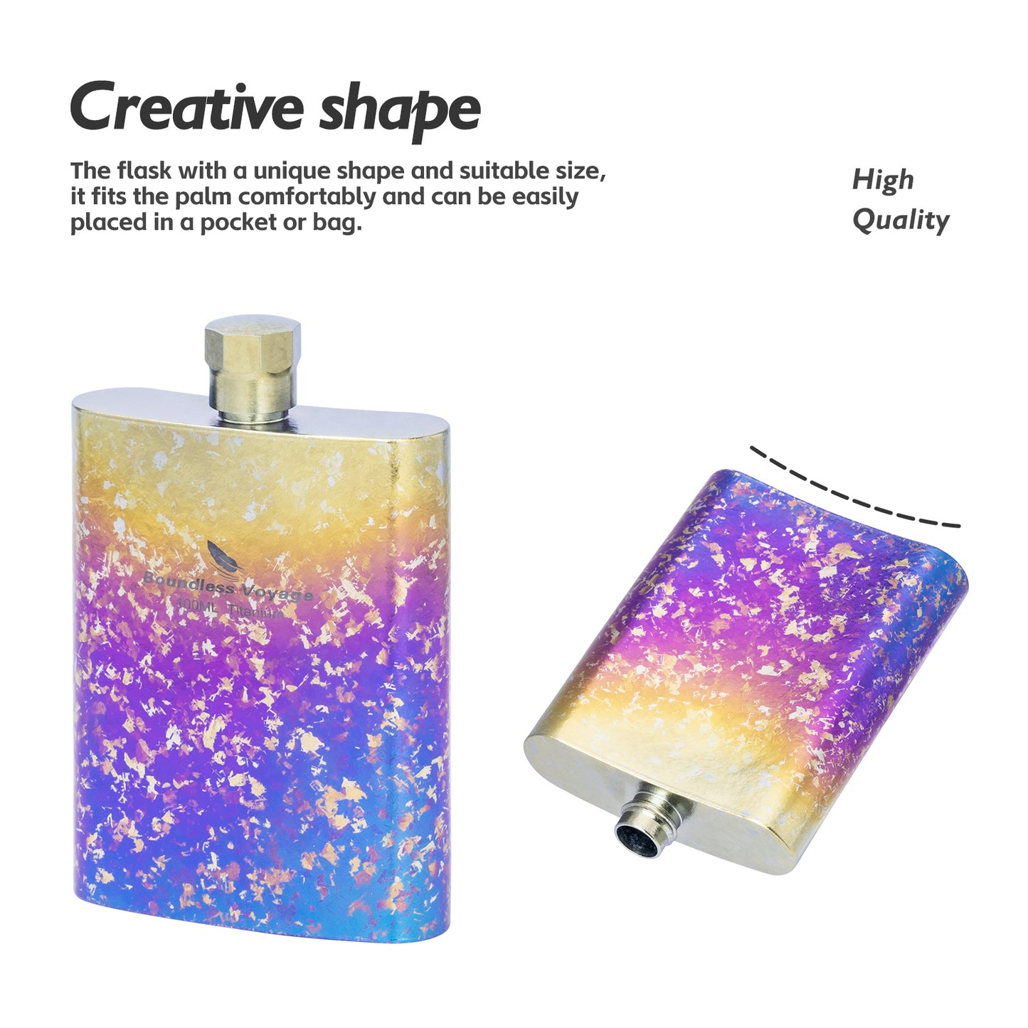 Boundless Voyage Titanium Colorful Flask 100ml Ultralight Mini Ti Flagon for Outdoor Travel Water Juice Whiskey Wine Pot Bottle 100ml Ti3262D