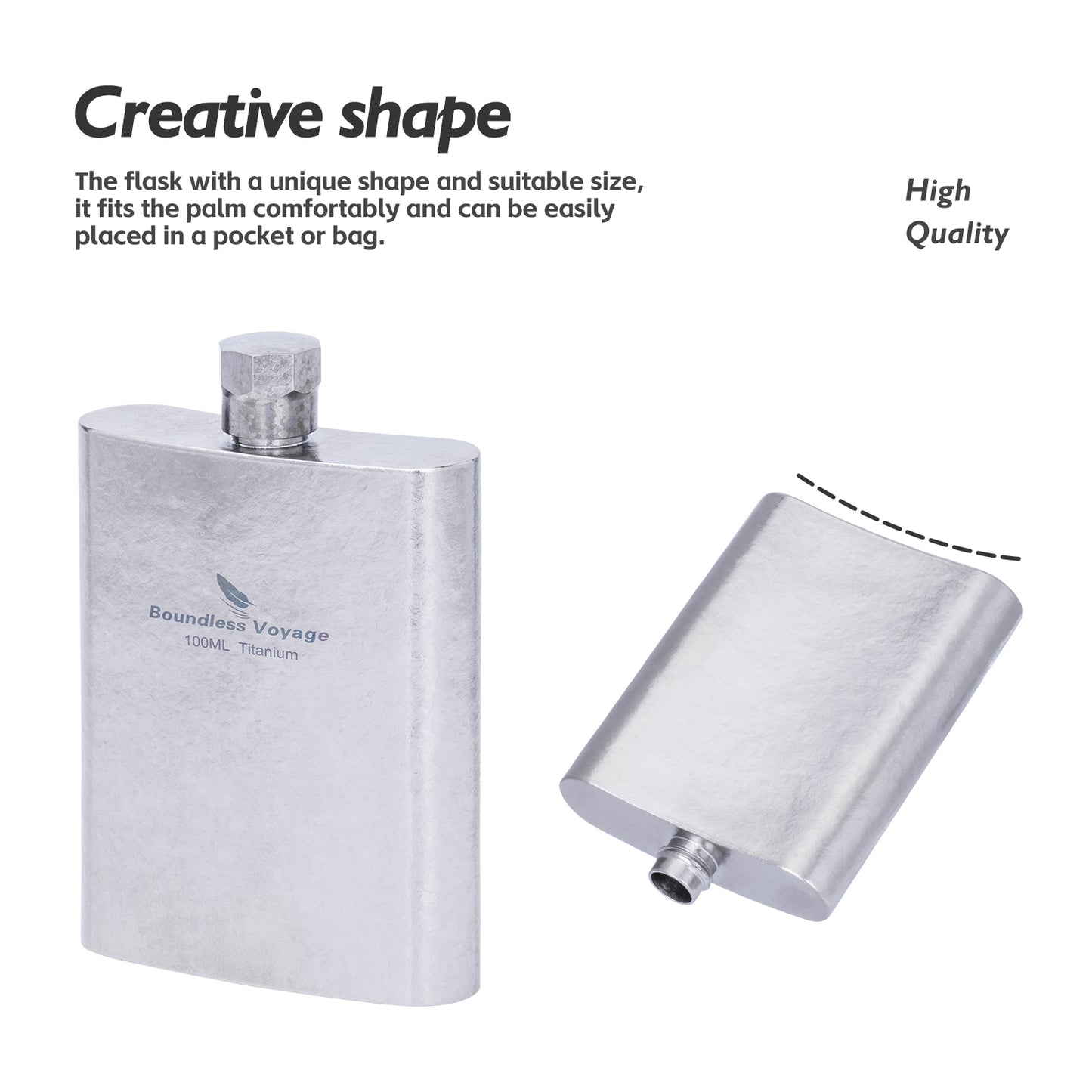 Boundless Voyage Titanium Colorful Flask 100ml Ultralight Mini Ti Flagon for Outdoor Travel Water Juice Whiskey Wine Pot Bottle 100ml Ti3262D