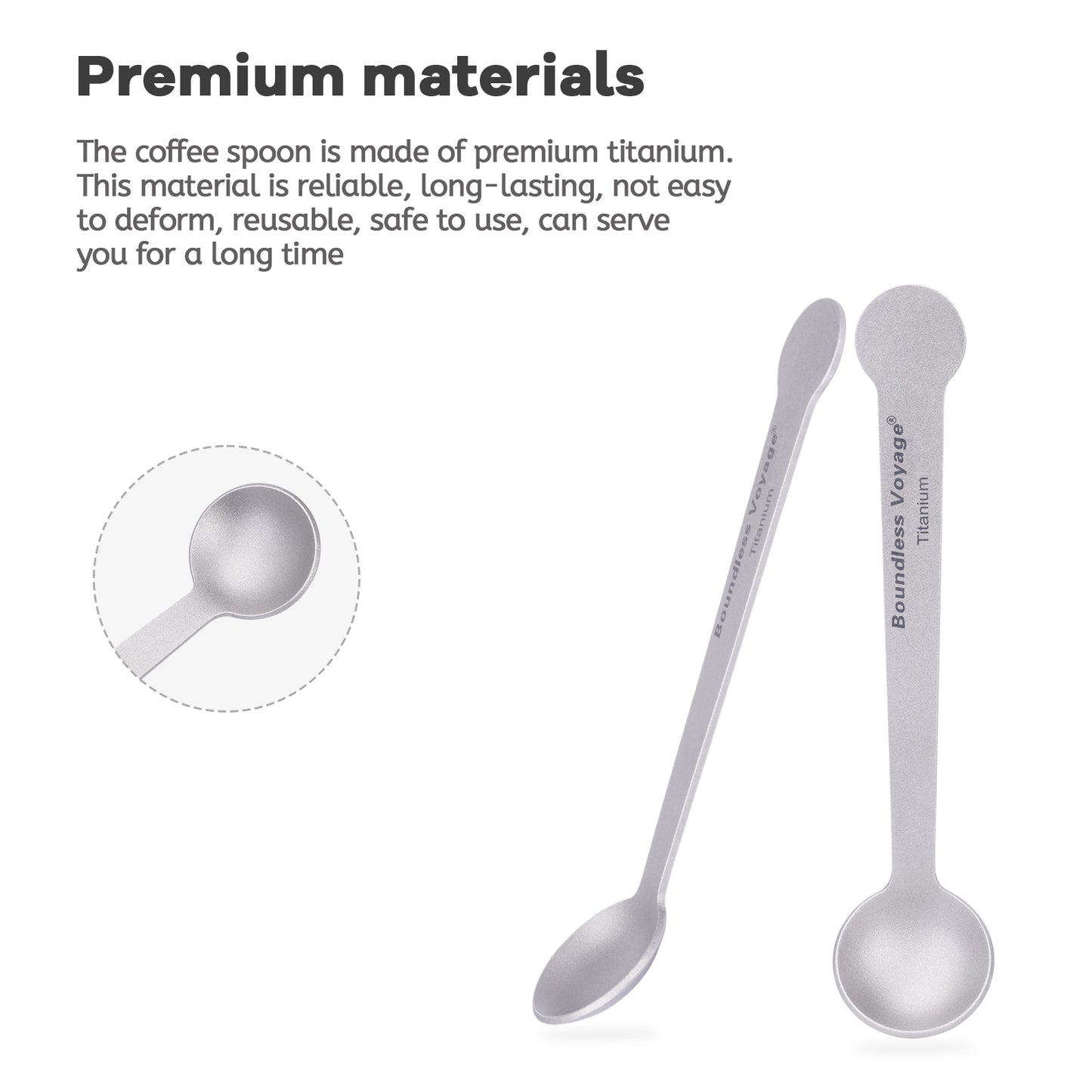 Boundless Voyage Pure Titanium Mini Coffee Spoon | Ultralight Small Stirring Spoon for Sugar, Jam, Tea & Dessert, Party Tableware Ti1040T
