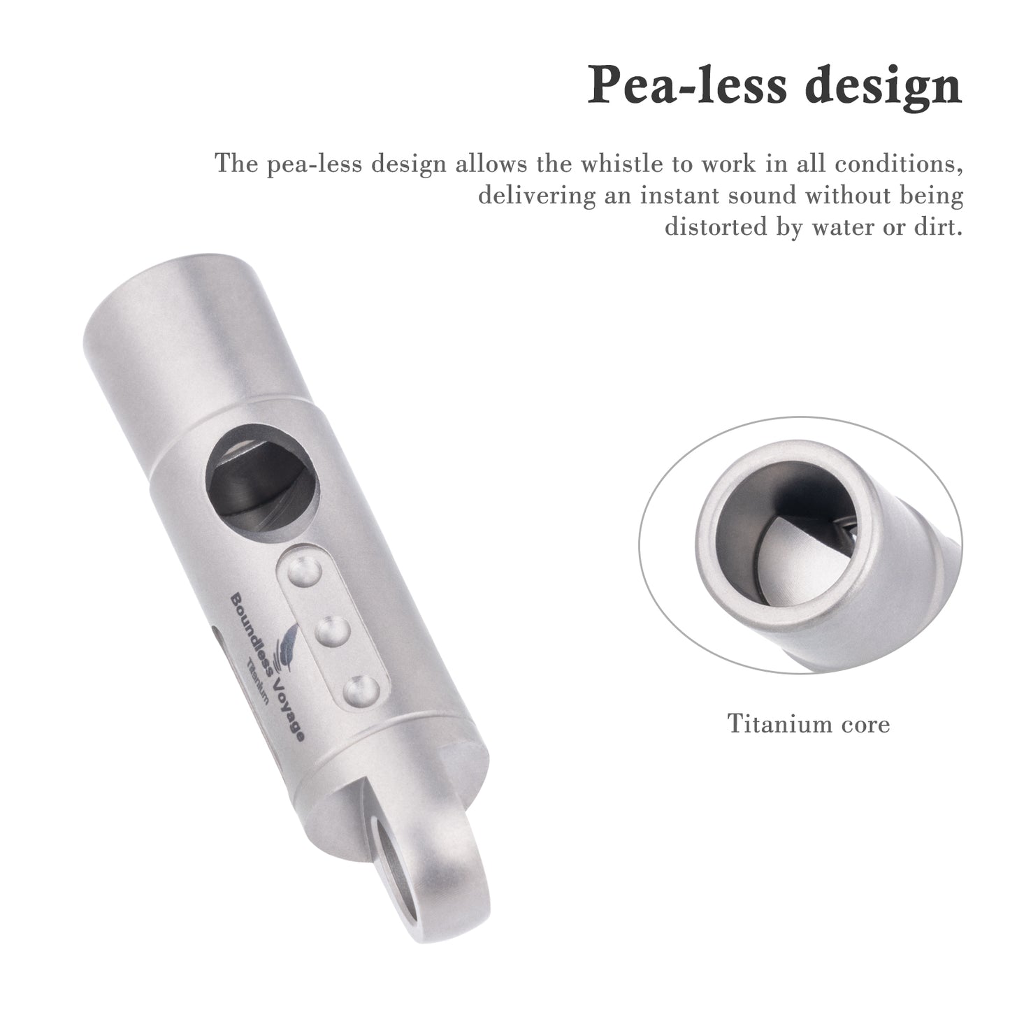 Boundless Voyage Titanium Whistle Emergency Survival Safety Whistles with Lanyard Loud for Outdoor Camping Hiking Coaches Training Sports Keychain Whistle Ti9016O