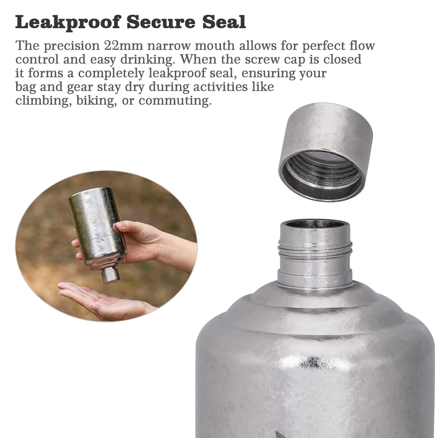 Boundless Voyage Pure Titanium Wine Flask 500ml/1000ml Whiskey Bottle Leakproof Portable Liquor Spirit Flask for Outdoor & Travel, Camping, Hiking for Men, Coating Free, Narrow-Mouth Ti3268D-Ti3269D