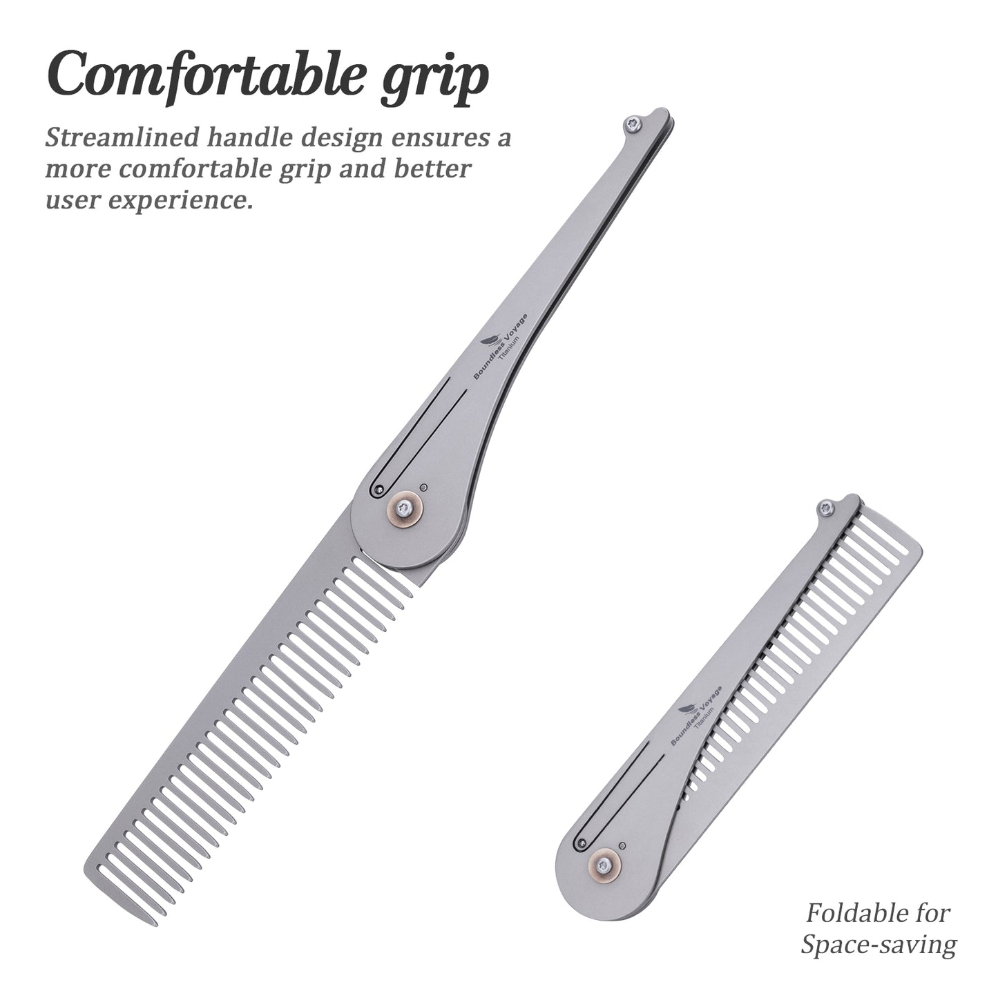 Boundless Voyage Titanium Foldable Comb, Ultralight Compact Folding Pocket Hair Comb for Outdoor Camping, Travel, Hiking and Daily‑Carry Ti9011A