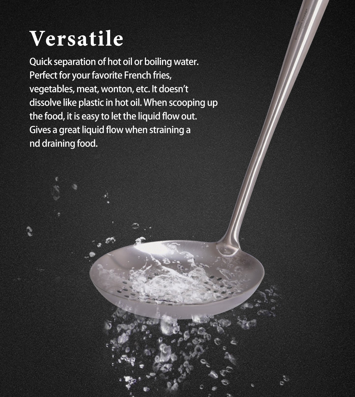 Boundless Voyage Pure Titanium Skimmer Spoon, Lightweight Strainer Colander Ladle with Wooden Handle, Durable Kitchen Cooking Tool for Home & Outdoor Ti5005P