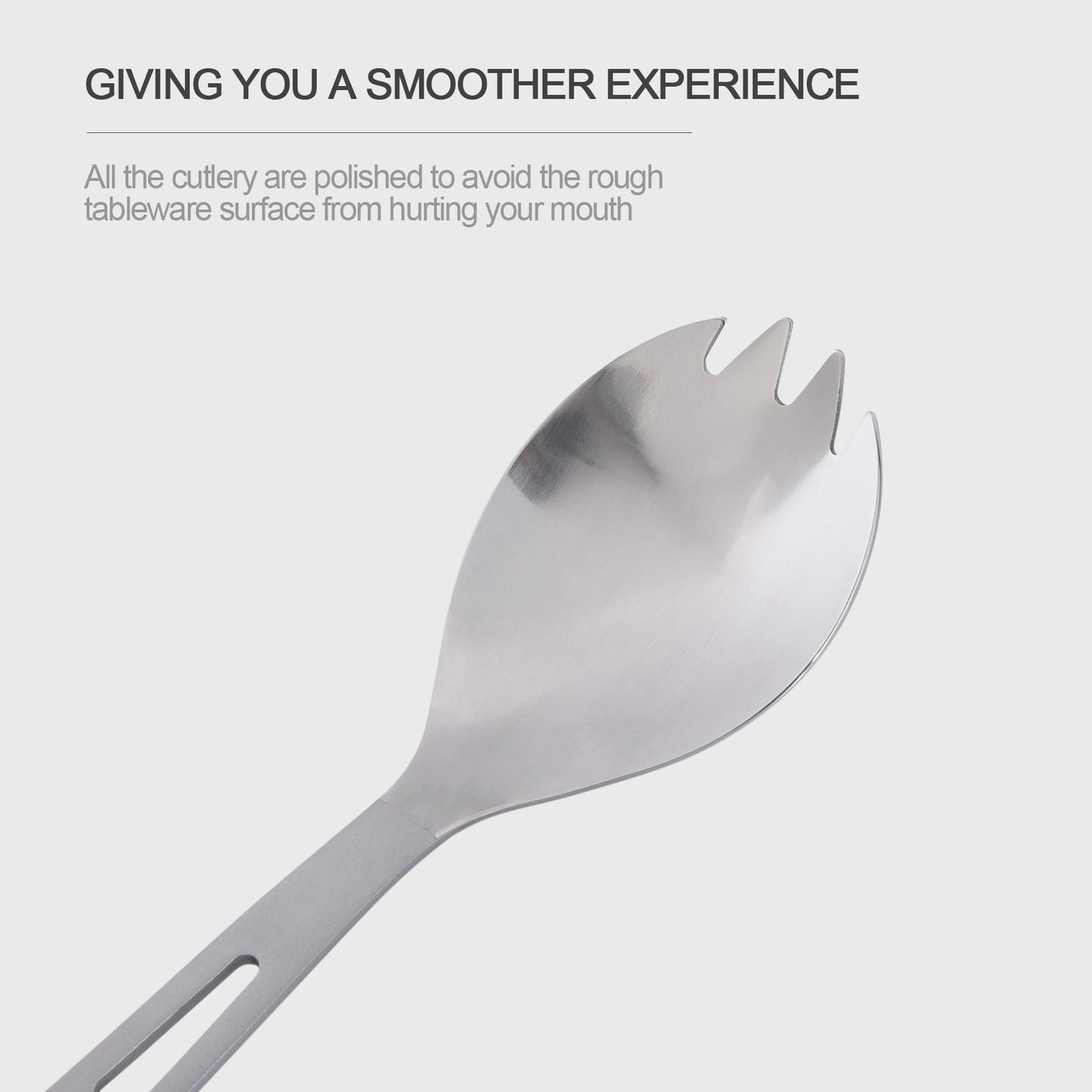 Boundless Voyage Ultralight Titanium Spork with Polished Head and Matte‑Finished Handle, Great for Salad, Noodles & Curry, Portable Cutlery for Outdoor Travel, Office, School and Household Use Ti1044T