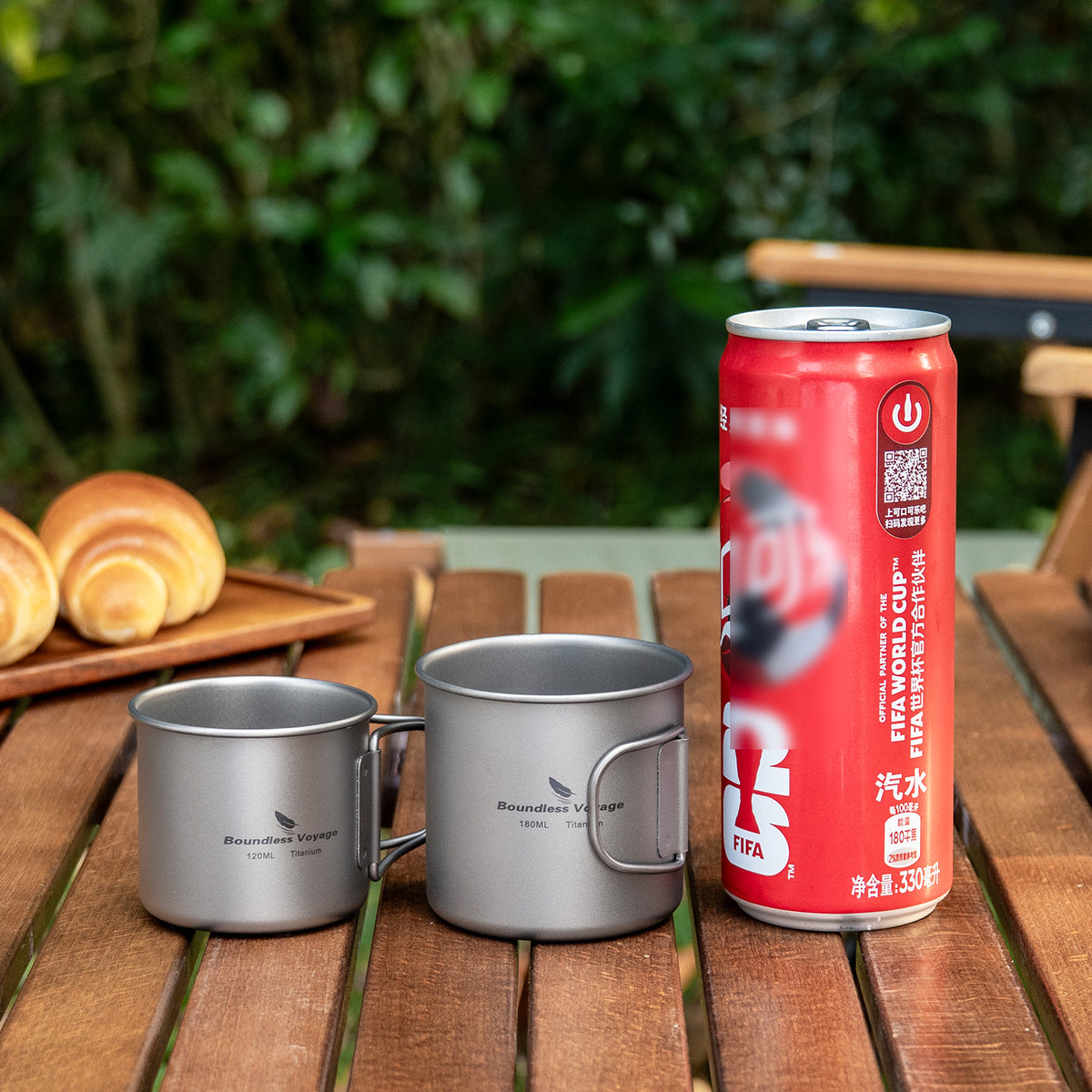 Boundless Voyage Pure Titanium Mini Cup with Folding Handle for Camping Ti3053A-Ti3053C
