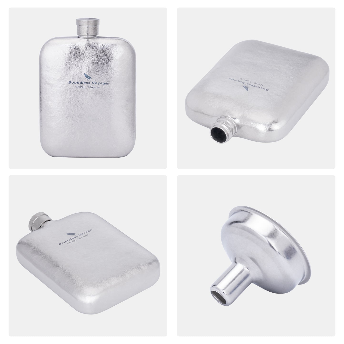 Boundless Voyage Titanium Hip Flask 170ml Small Liquor Flask Bottle for Whiskey Vodka Wine Portable Travel Outdoor Ultralight Pocket Drinkware for Men & Women Ti3263D