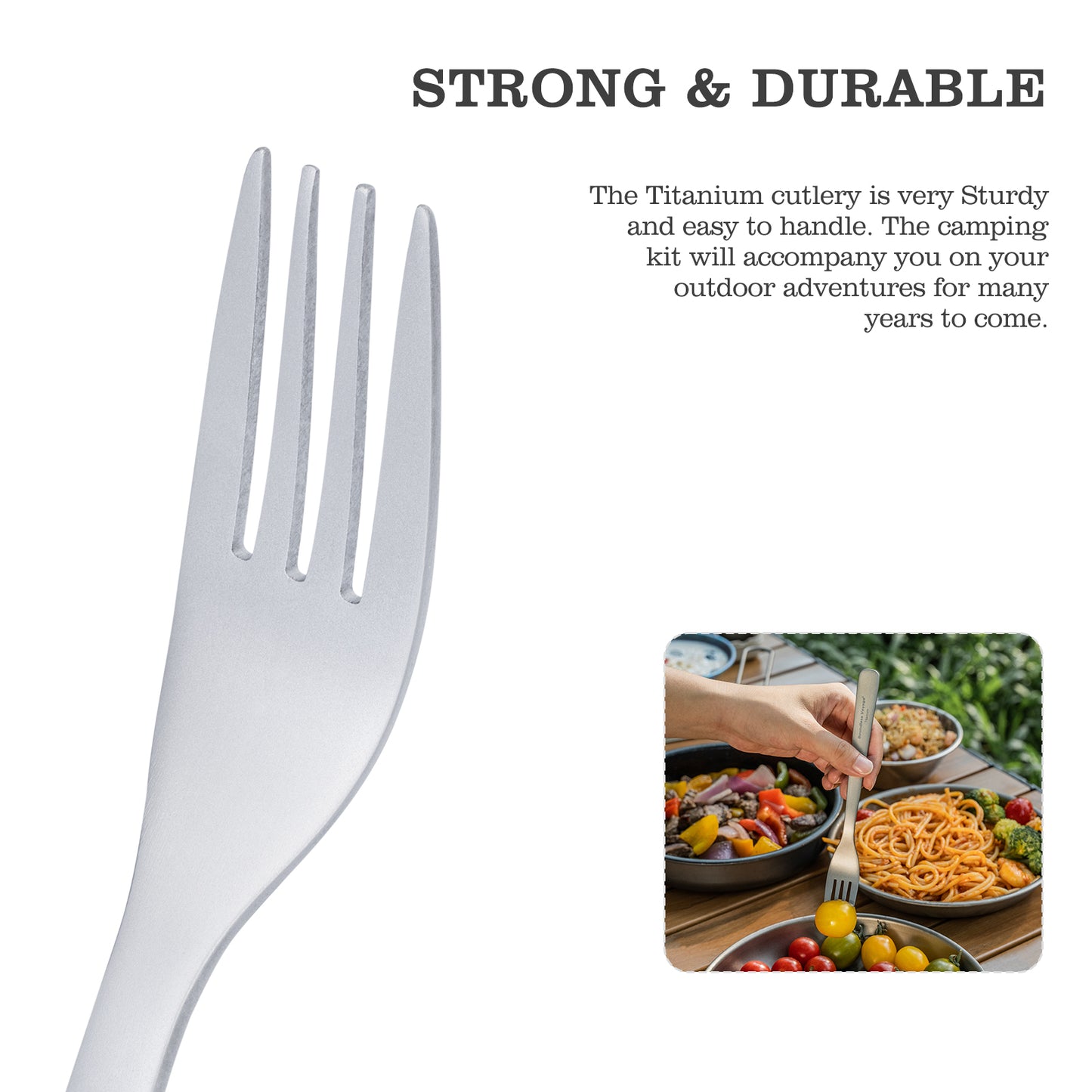 Boundless Voyage Titanium Spoon Fork Chopsticks Set, Ultralight Portable Outdoor Camping Cutlery for Soup Daily Meals Ti1068T-Ti1071T