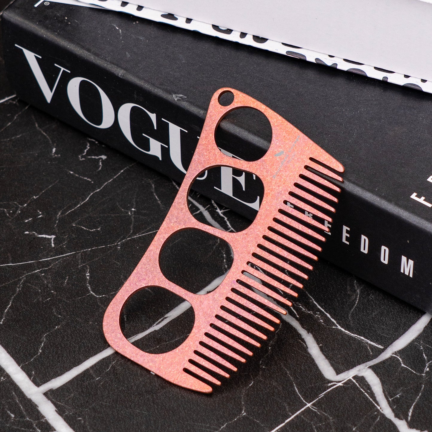 Boundless Voyage Titanium Crescent Comb, Unisex Hair & Beard Grooming Comb for Household Daily Use and Travel Carry