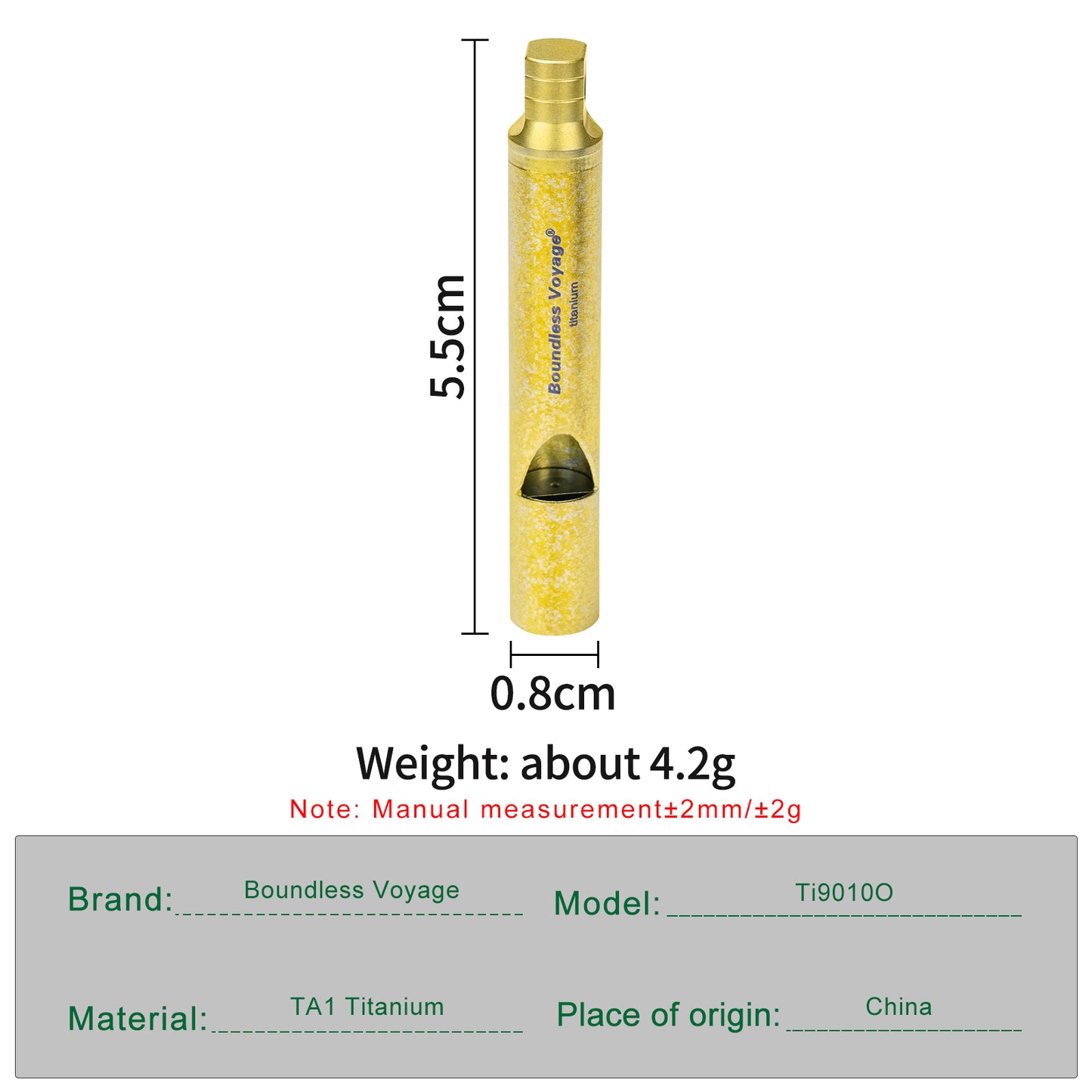 Boundless Voyage Titanium Emergency Survival Whistle, 120dB Super Loud Safety Signal Whistle with Lanyar, Portable EDC Gear for Camping Hiking Sports Coach Training Ti9010O