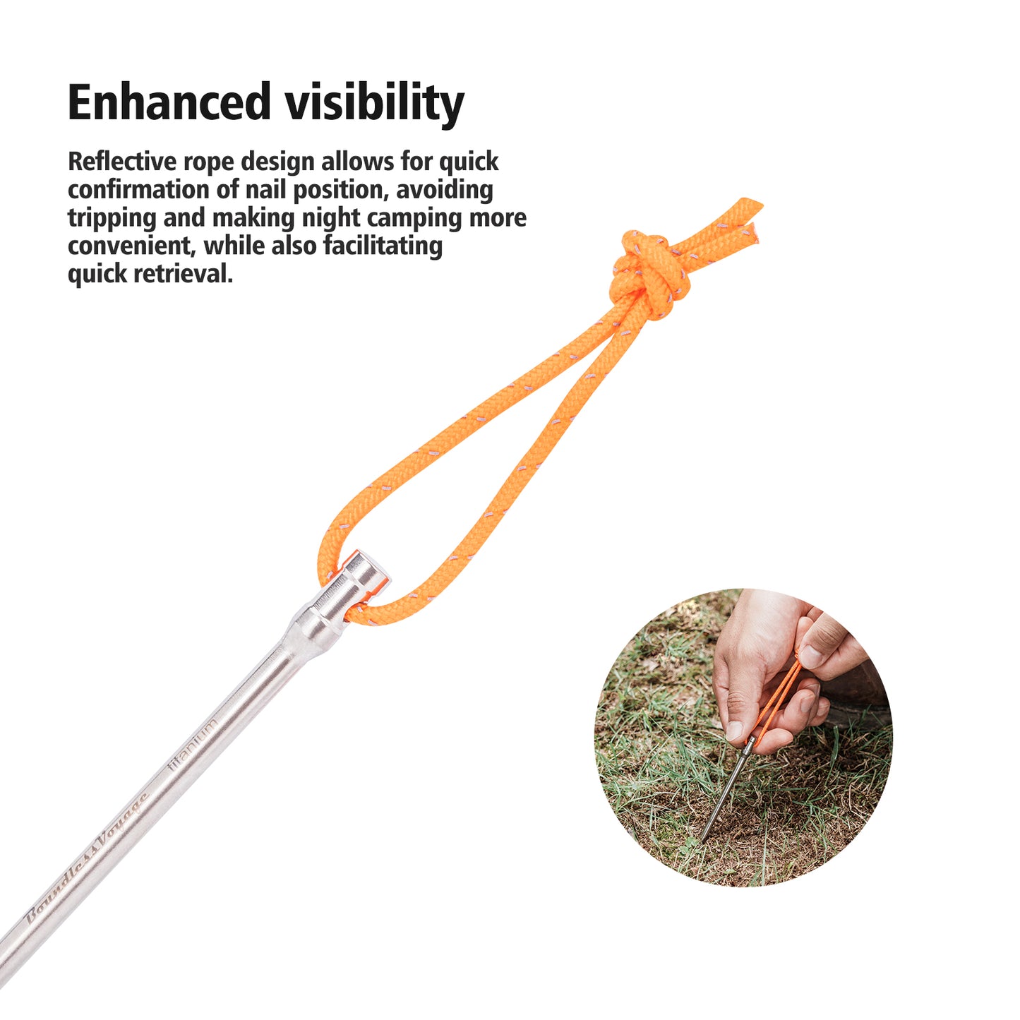 Boundless Voyage 20cm Titanium Alloy Tent Stakes | Ultralight Heavy Duty Ground Pegs, Portable Outdoor Camping Accessories, 6Pcs & 8Pcs Optional Sets Ti4006P