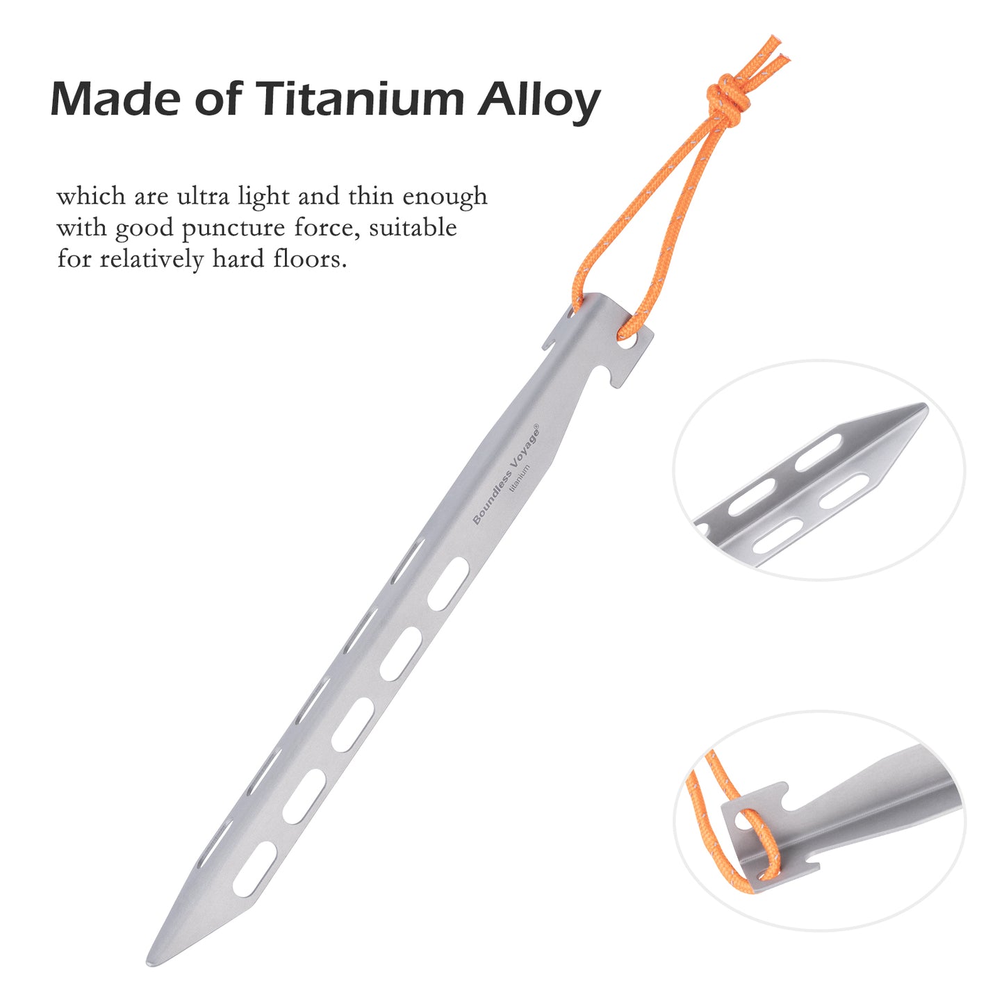 Boundless Voyage 20cm / 7.8in V-Shape Titanium Tent Stakes | Ultralight Heavy Duty Ground Pegs, Outdoor Camping Awning Canopy Accessories, 8Pcs Pack Ti4011P