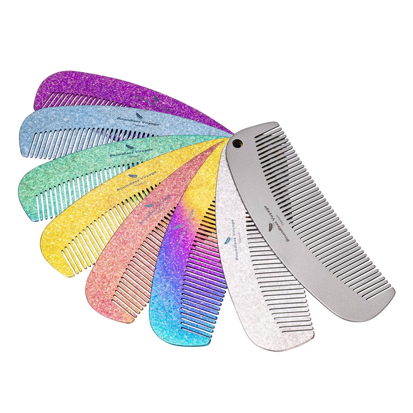 Boundless Voyage Titanium Crescent Comb, Unisex Hair & Beard Styling Comb for Daily Home Use and Travel Carry Ti9011B