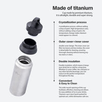Boundless Voyage Titanium Double-Walled Cup Insulated Bottle 600ml Portable Reusable Travel Coffee Tea Mug for Hot and Cold Beverages Ti3010D