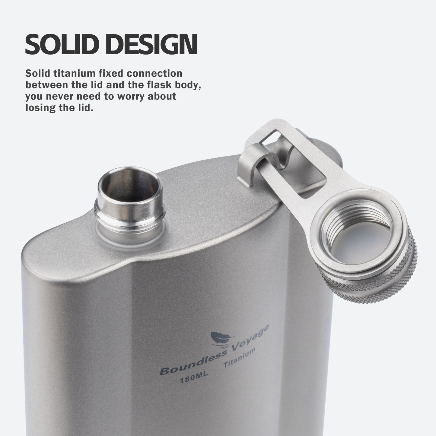 Boundless Voyage Titanium Hip Flask 180ml / 240ml Rust-Free Ultralight Small Liquor Flask Bottle for Whiskey Vodka Wine Outdoor Portable Travel Outdoor Ti3071D / Ti3072D/ Ti3073D