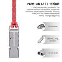 Boundless Voyage Titanium Dual Tube Survival Whistle, High Decibel Emergency Whistle, Lightweight & Durable Outdoor Safety Whistle for Camping Hiking Backpacking Ti9029O
