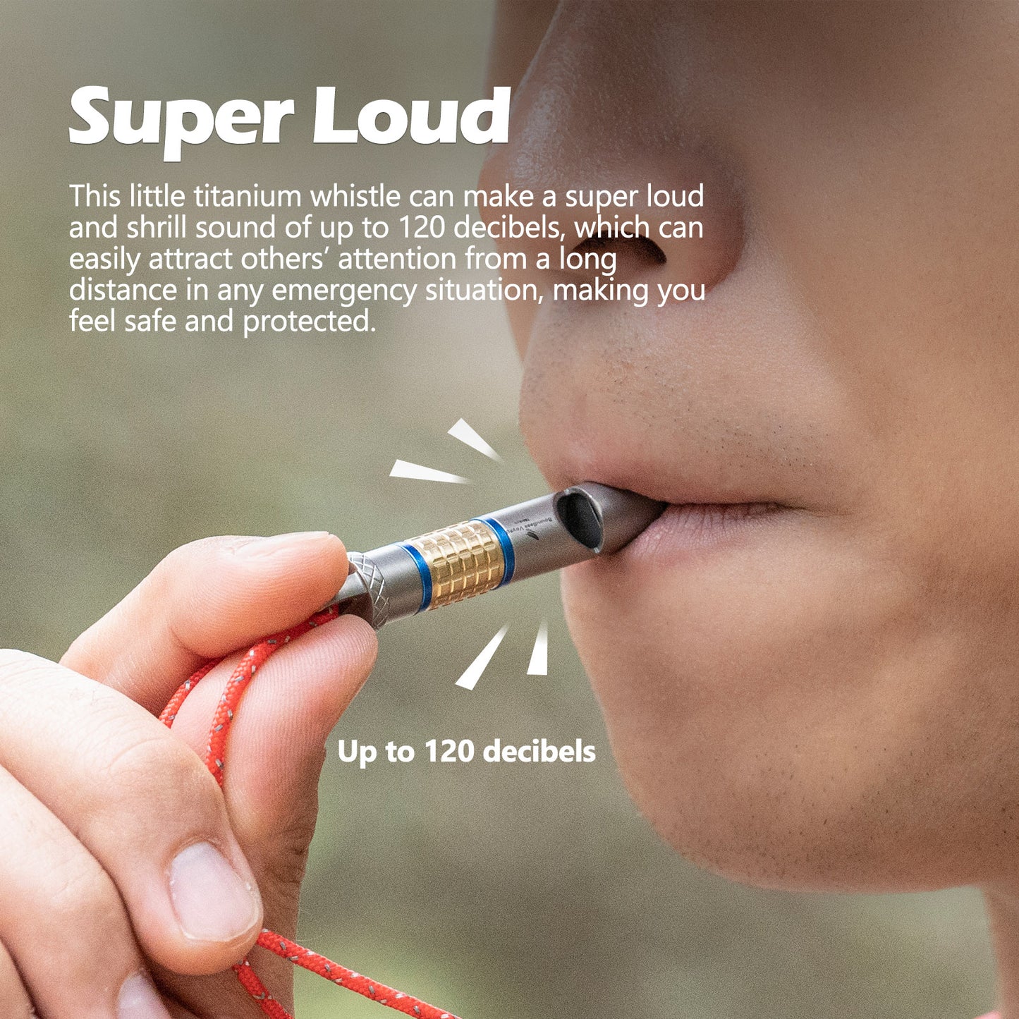 Boundless Voyage Titanium Whistle Emergency Survival Safety Whistles with Lanyard Loud for Outdoor Camping Hiking Coaches Training Sports Keychain Whistle Ti9013O