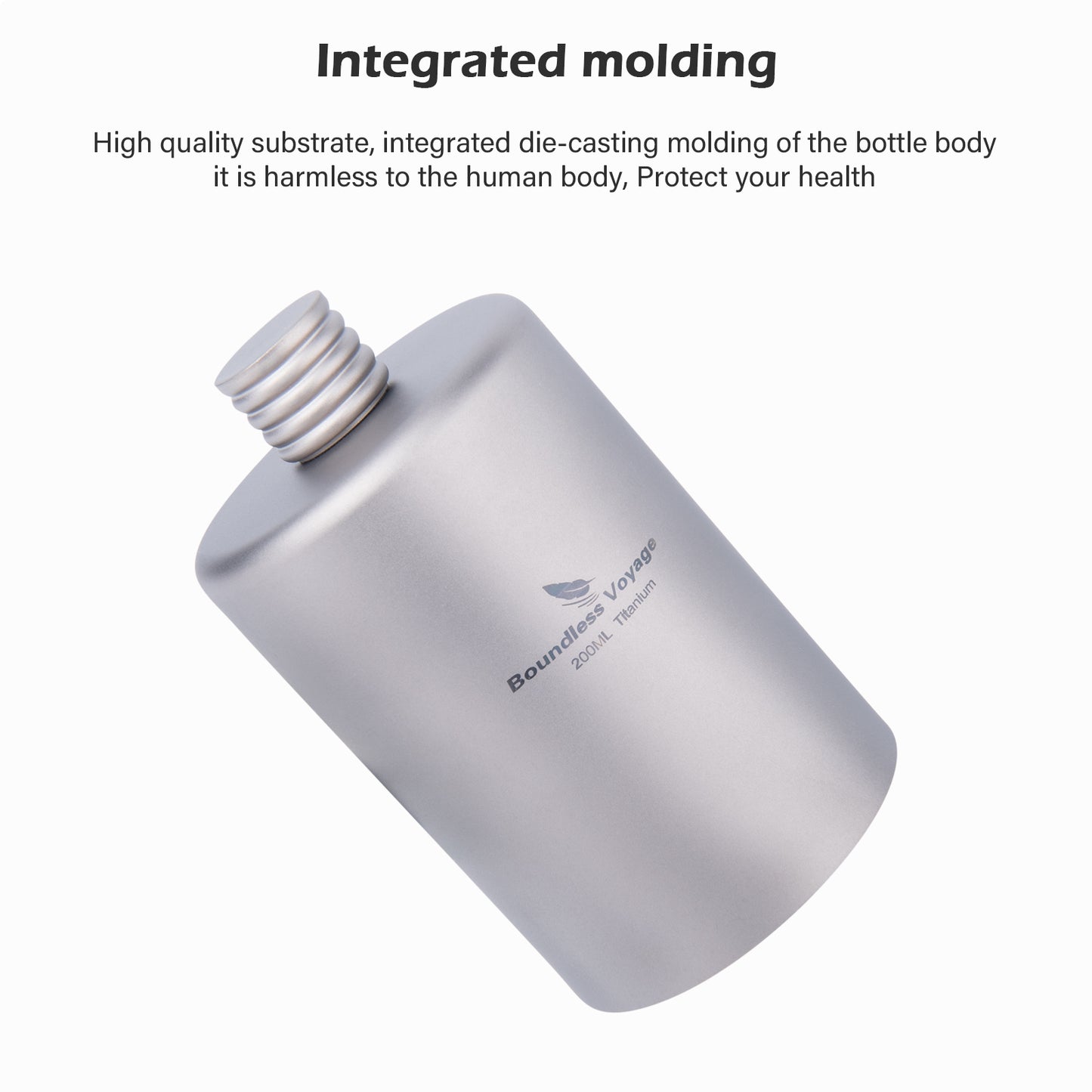 Boundless Voyage Titanium Hip Flask Pocket Flagon Camping Portable Alcohol Bottle Drink Sports Water Bottle 200ml/6.7oz-Ti3068D