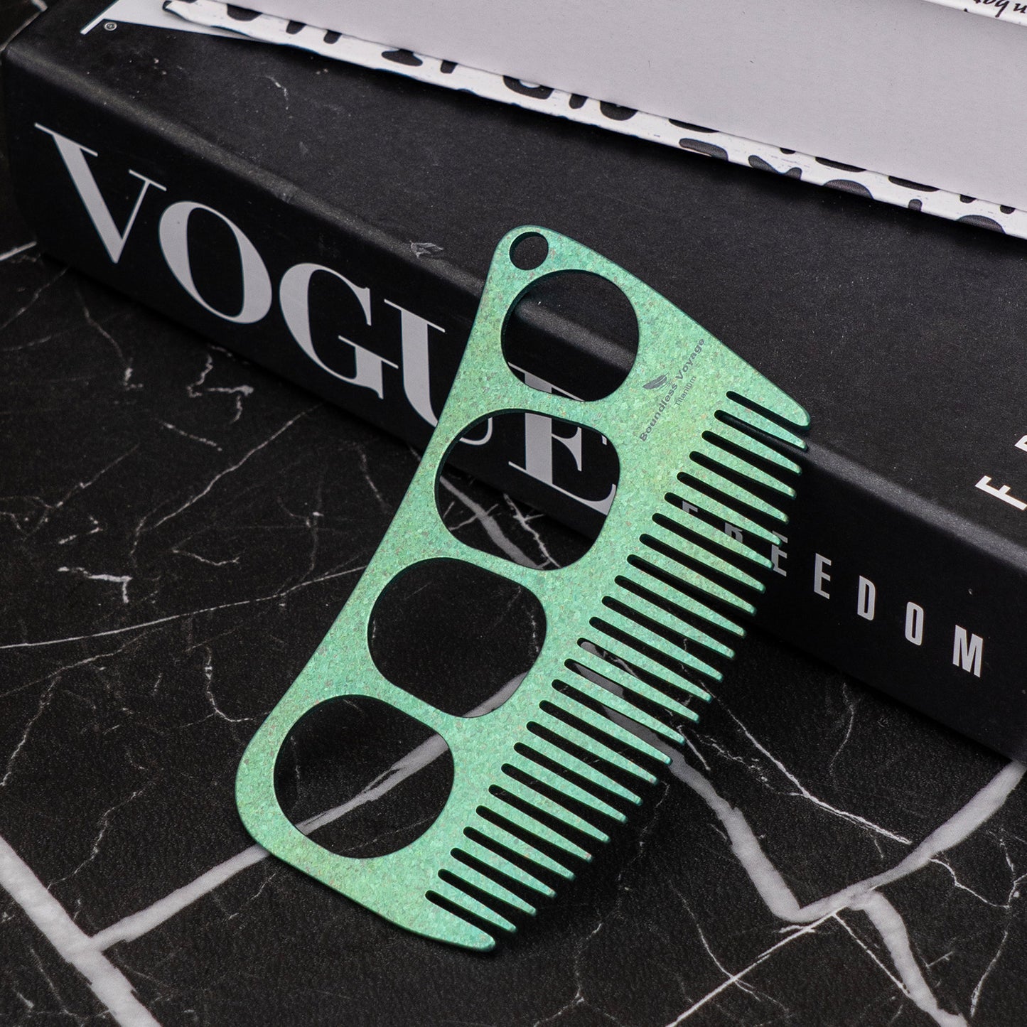 Boundless Voyage Titanium Crescent Comb, Unisex Hair & Beard Grooming Comb for Household Daily Use and Travel Carry