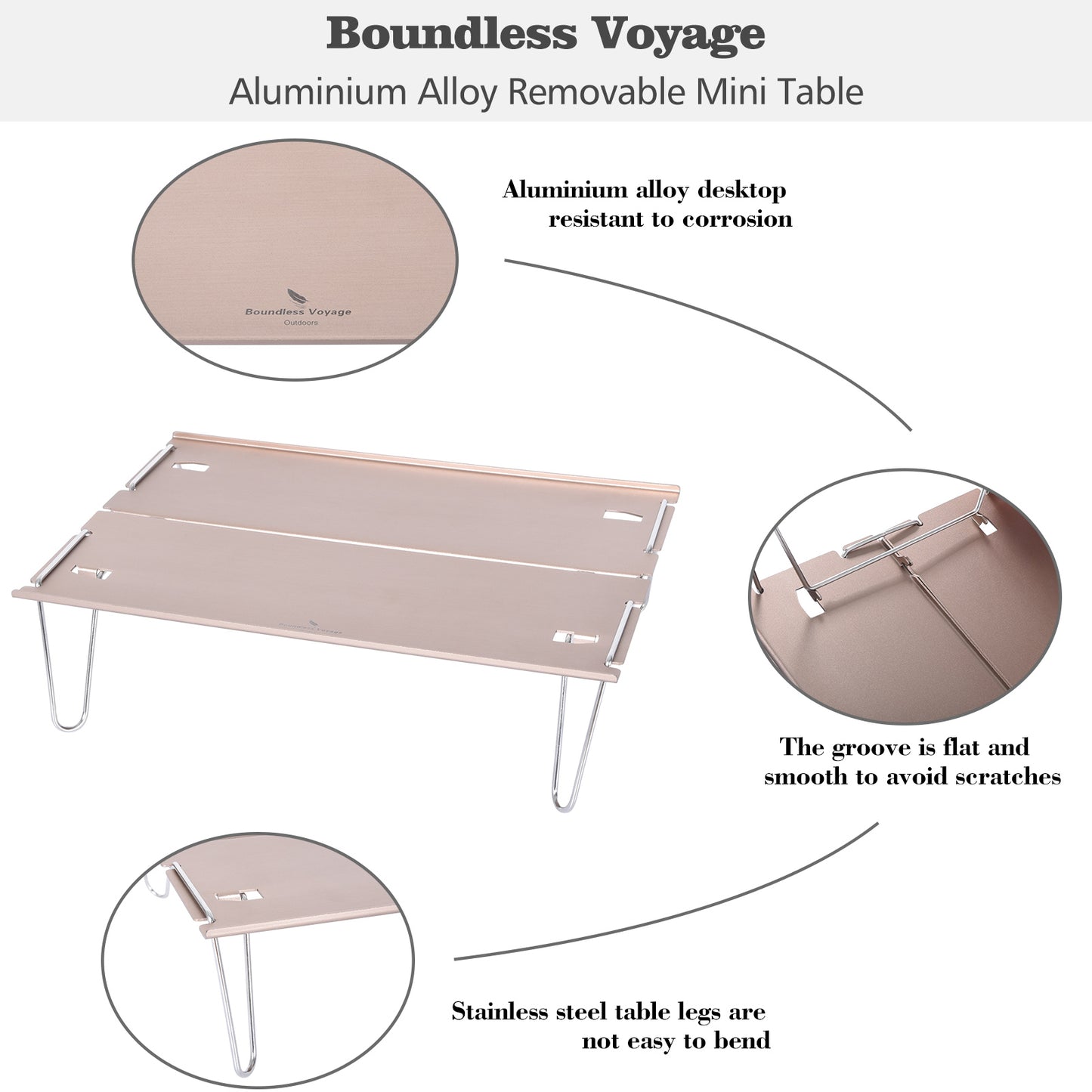 Boundless Voyage Ultralight Aluminum Alloy Mini Folding Table, Detachable Portable Outdoor Dining Table for Camping Hiking Backpacking Picnic BVT01