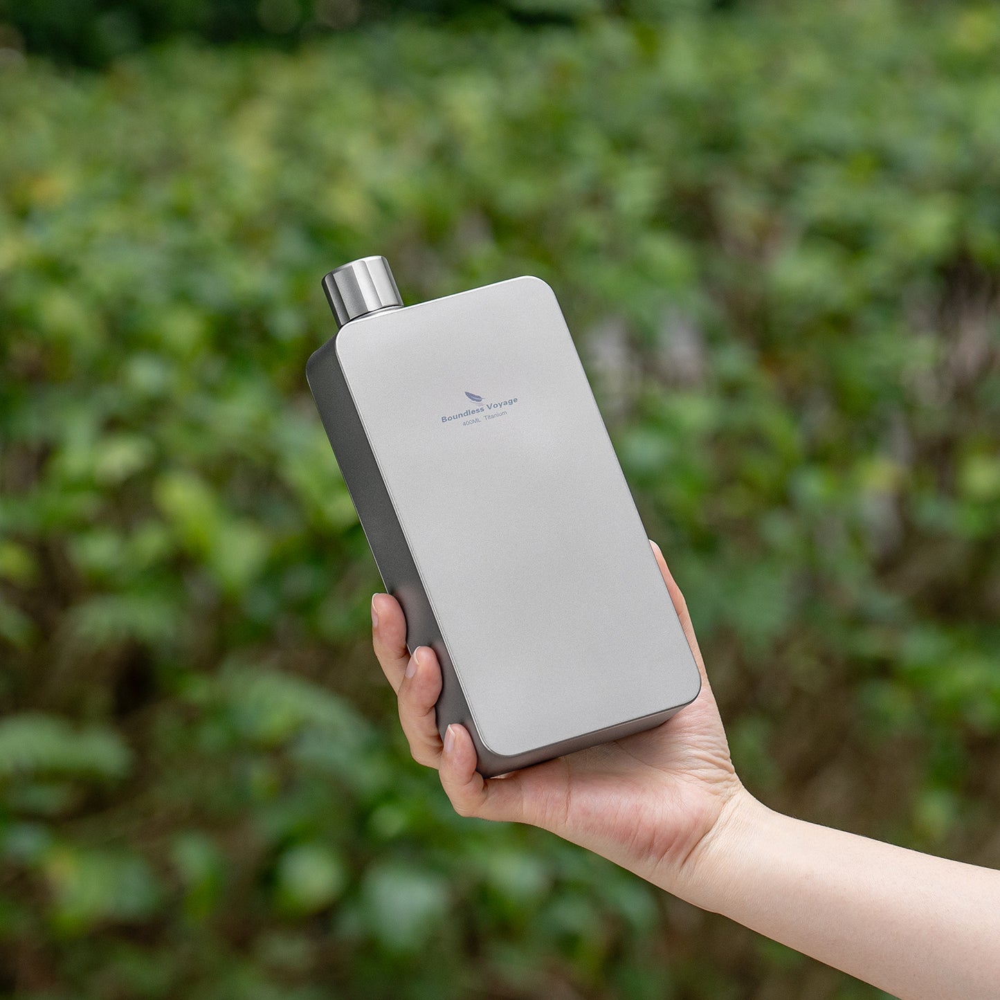 Boundless Voyage Titanium Flask 400ml, Camping & Travel Metal Liquor Bottle, Ultra-Light Square Design, Gift for Men & Outdoor Enthusiasts