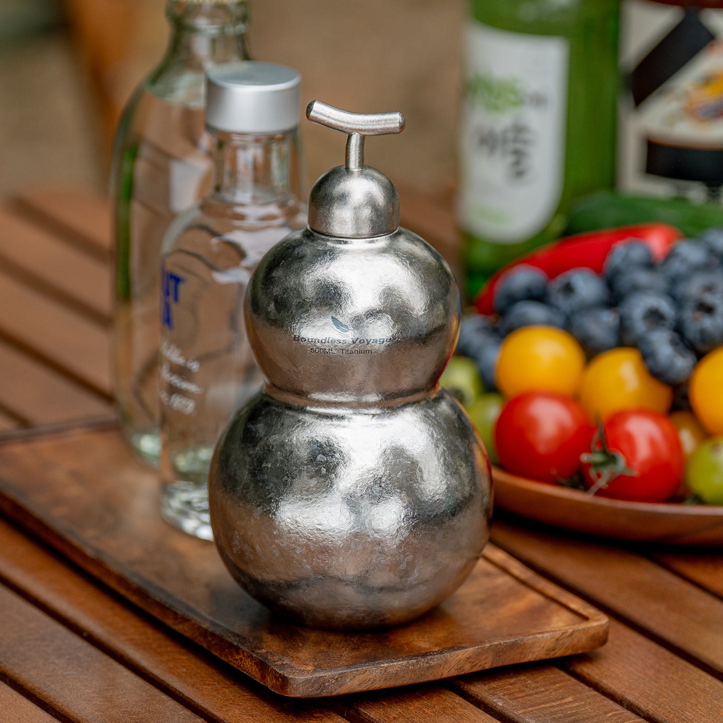 Boundless Voyage Titanium Crystallized Gourd Bottle 500ml Whiskey Alcohol Drink ware for Outdoor Camping Hiking Ti3270D