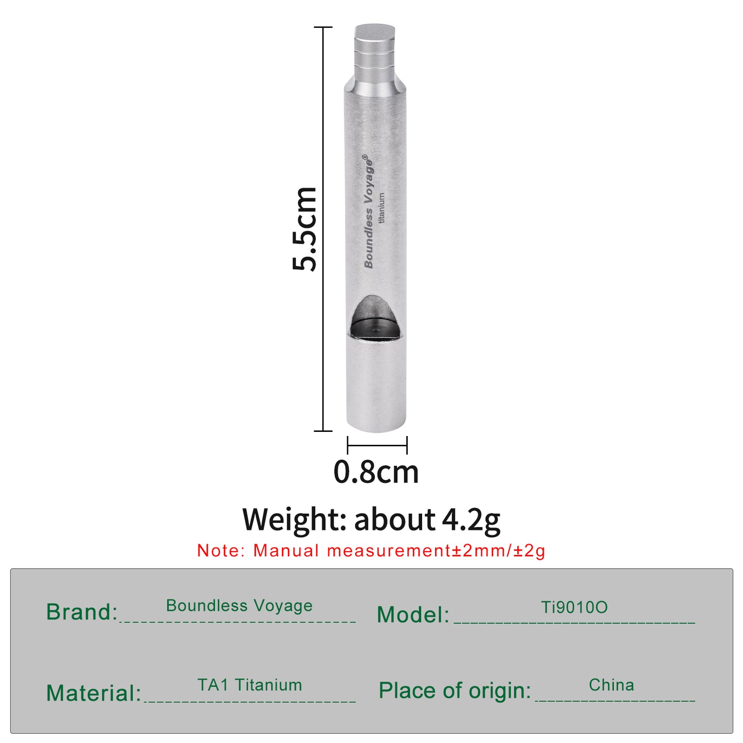 Boundless Voyage Titanium Emergency Survival Whistle, 120dB Super Loud Safety Signal Whistle with Lanyar, Portable EDC Gear for Camping Hiking Sports Coach Training Ti9010O