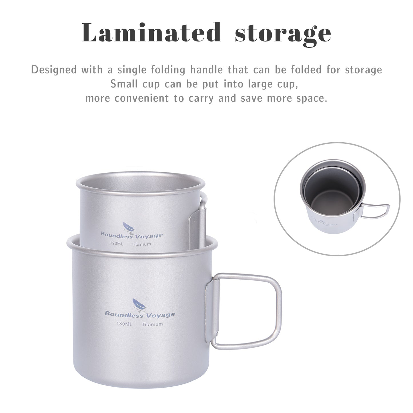 Boundless Voyage Ultralight Titanium Cup 120ml / 180ml, Lid-Free Portable Tea Wine Beer Coffee Mug for Outdoor Camping Travel Ti3053D