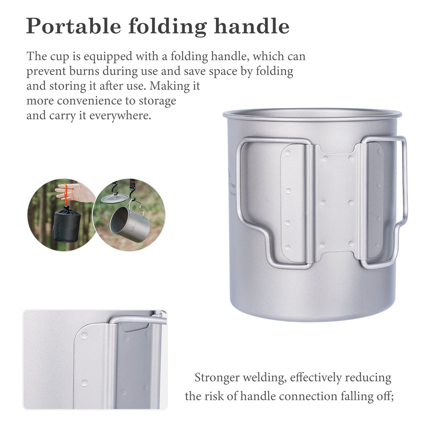 Boundless Voyage750ml Single Wall Titanium Cup with Lid | Ultralight Portable Camping Mug Pot for Tea Coffee EDC Hiking Ti3037D
