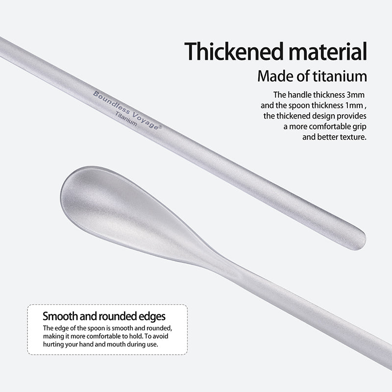 Boundless Voyage Titanium Coffee Spoon Long Handle Tea Spoon Ultralight Small Ladle Durable Cutlery Stir Spoon Bar Spoon Cocktail Mixing Stirrers for Drink Ti1034T