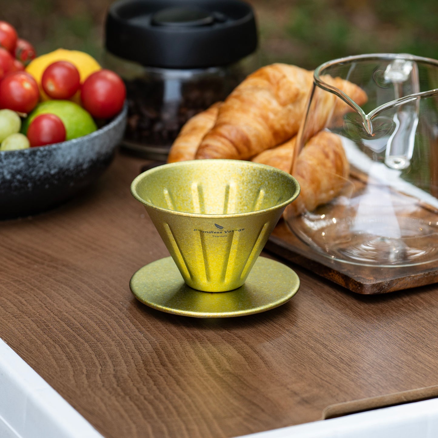 Boundless Voyage Titanium Pour Over Coffee Dripper | Reusable Cone Coffee Strainer Filter, 1-2 Cup Single Serve Coffee Brewer for Travel Camping Home Ti6005P