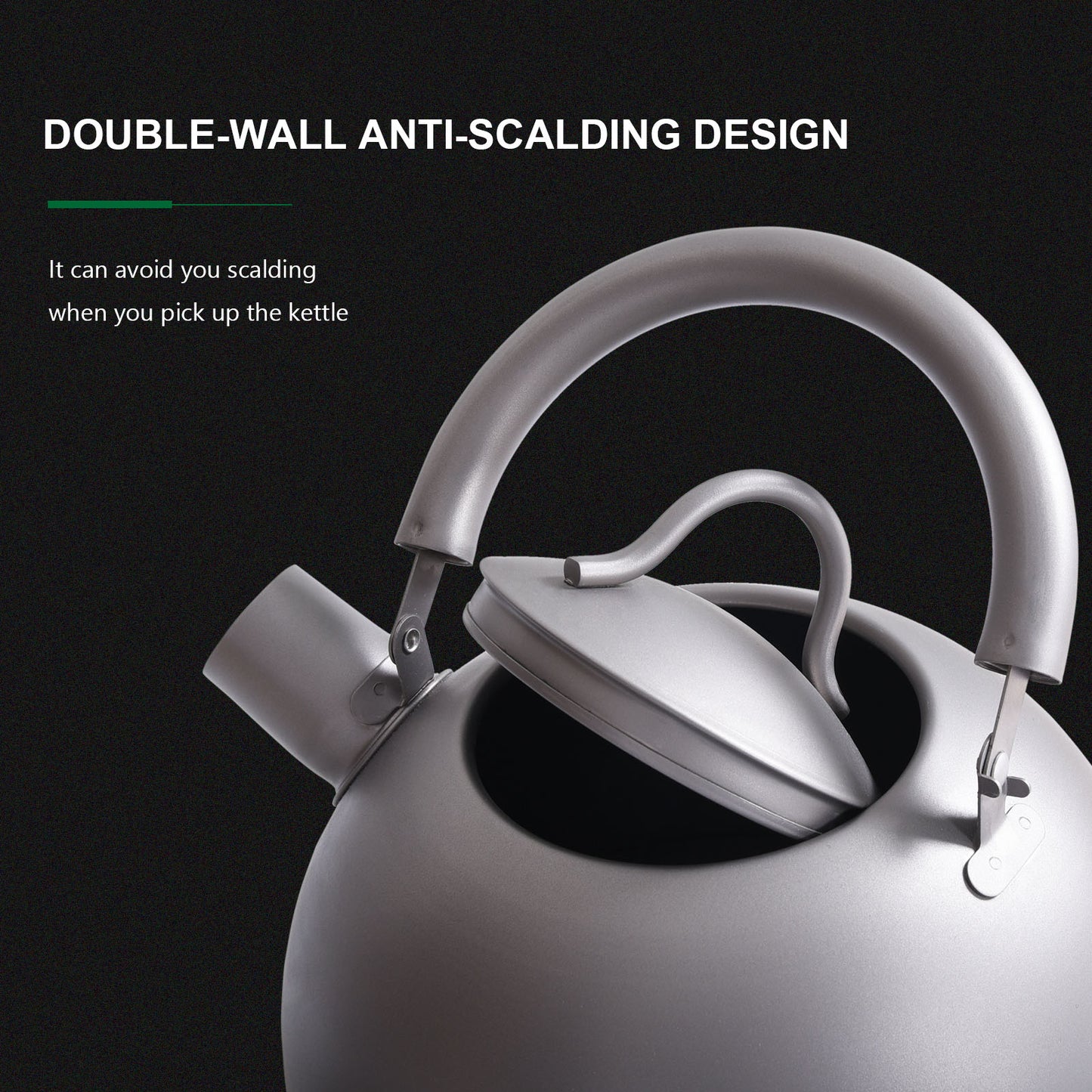 Boundless Voyage 2L Titanium Tea Kettle with Whistle, Stovetop Camping Kettle for Hiking Outdoor Home Kitchen Ti3097D