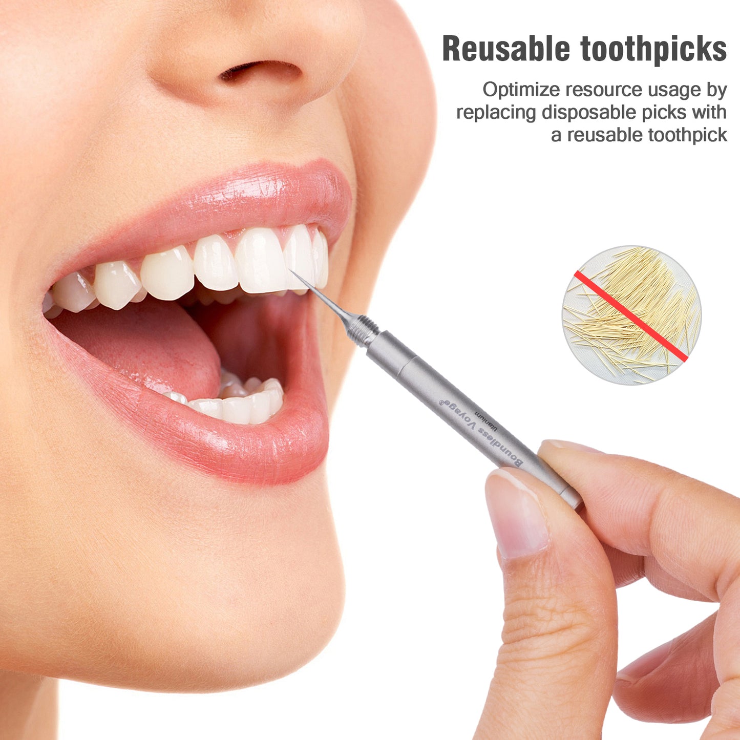 Boundless Voyage Portable Mini Titanium Toothpick Holder, Multi-functional Personal Care Set with Ear Wax Removal Tools for Daily Use & Outdoor Carry Ti9008O