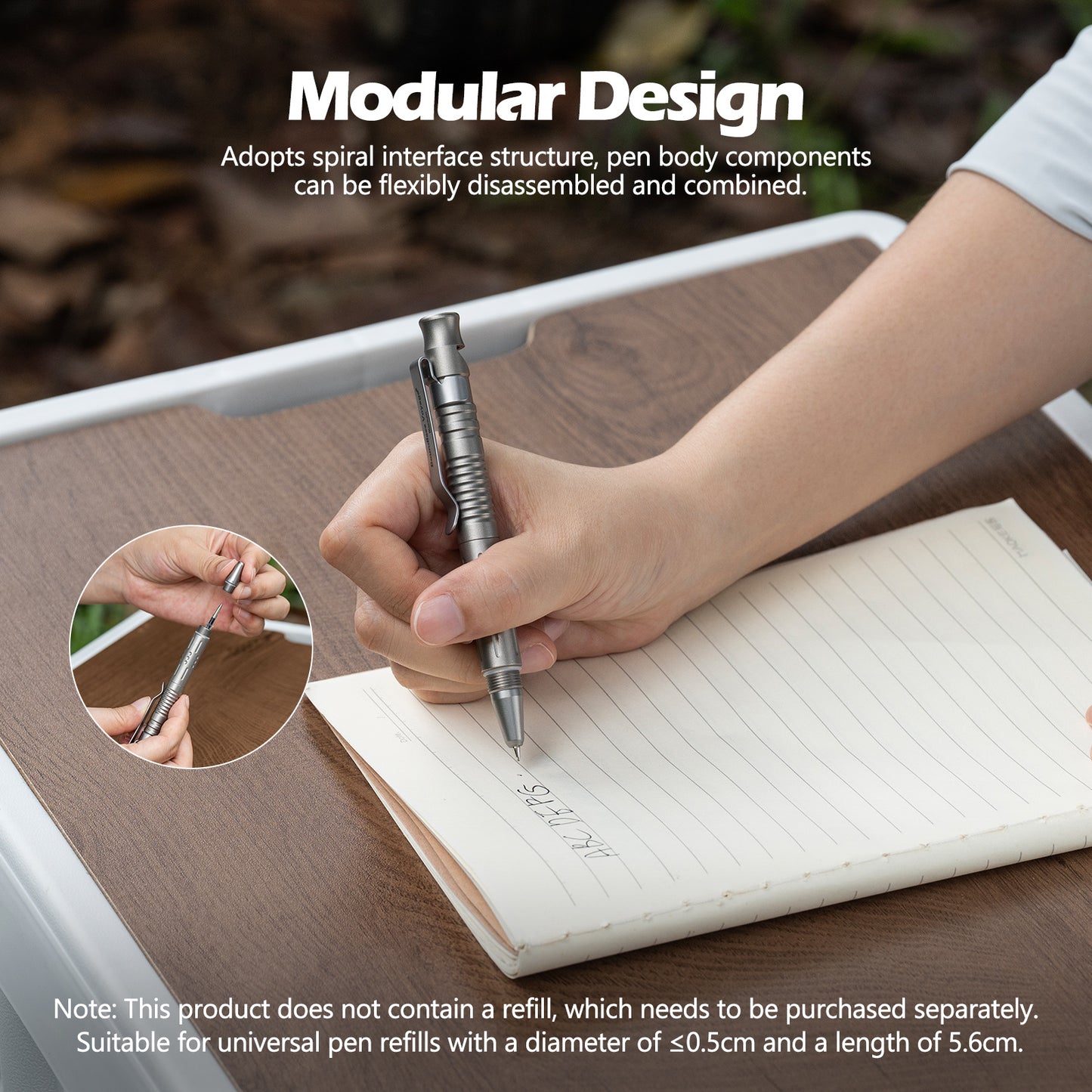 Boundless Voyage Titanium Multifunctional Pen 3-in-1 Outdoor Whistle + Car Window Breaker + Survival Self-Defense Tool Ti9025O