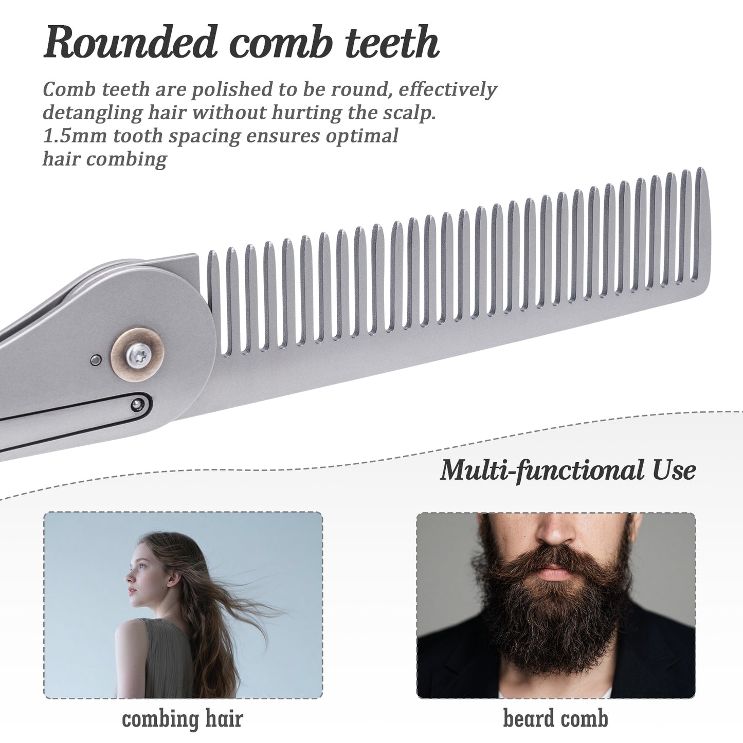 Boundless Voyage Titanium Foldable Comb, Ultralight Compact Folding Pocket Hair Comb for Outdoor Camping, Travel, Hiking and Daily‑Carry Ti9011A