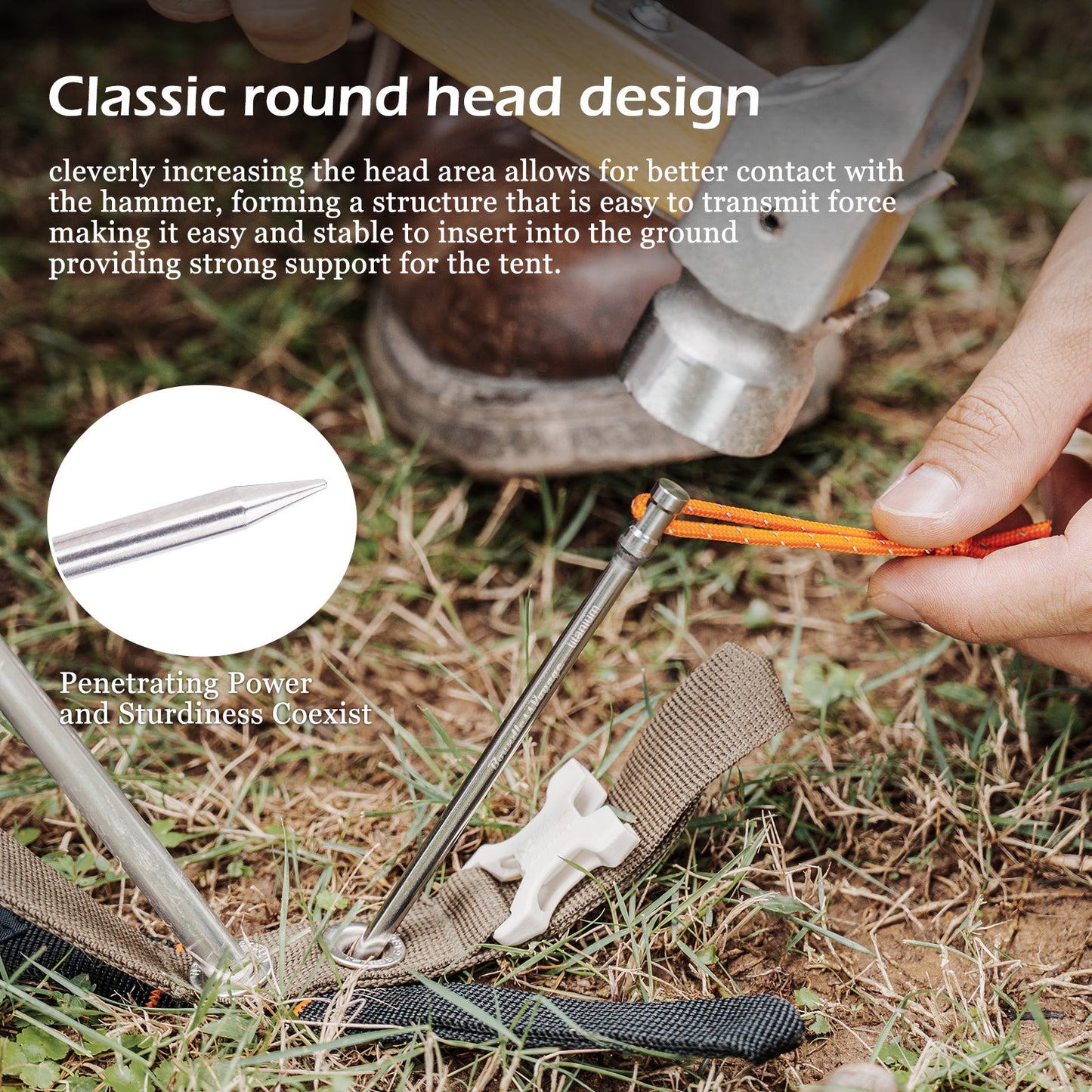 Boundless Voyage 16.5cm Titanium Alloy Tent Stakes | Ultralight Heavy Duty Ground Pegs, Portable Outdoor Camping Accessories, 4Pcs/8Pcs/12Pcs Optional Packs Ti4005P