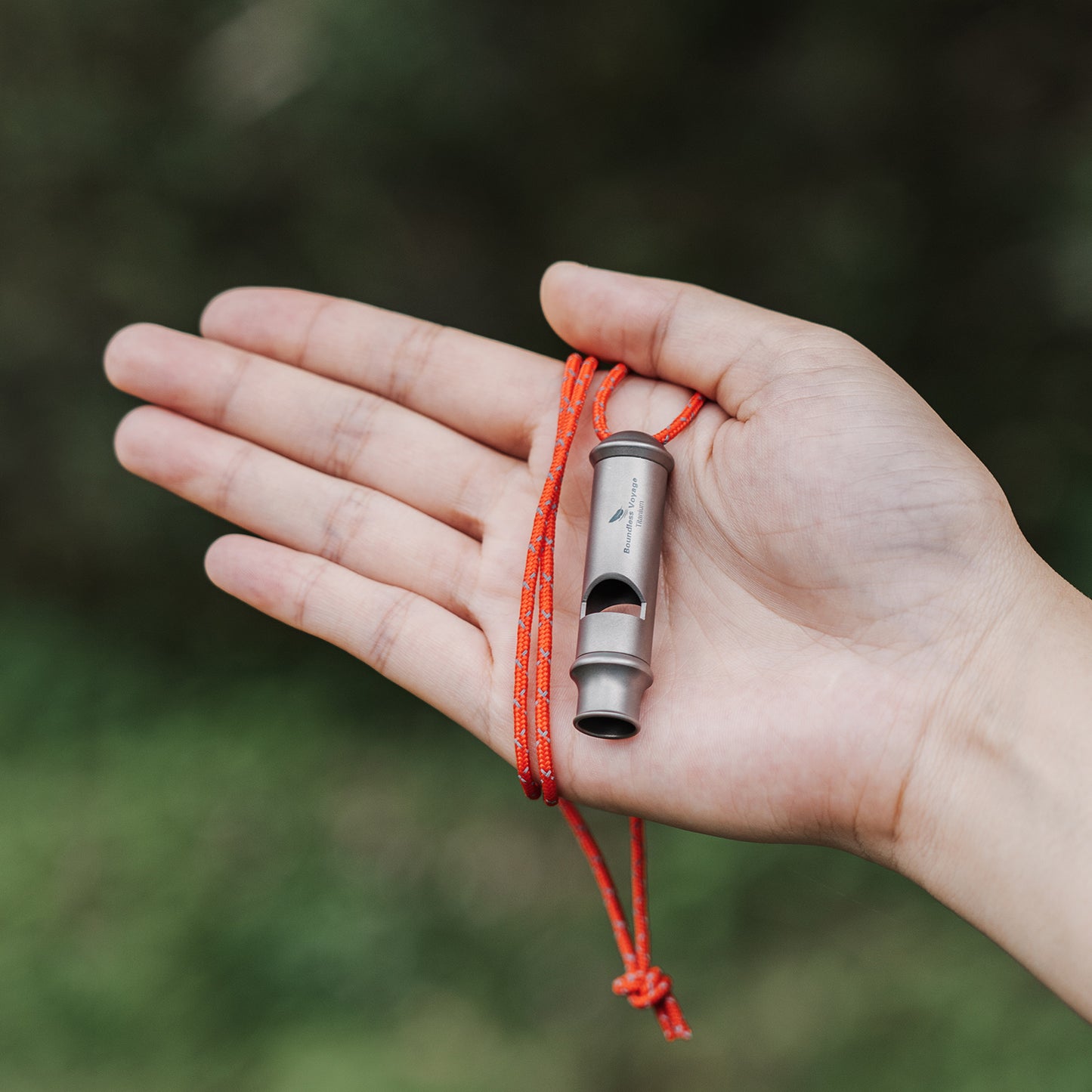 Boundless Voyage Titanium Whistle Emergency Survival Safety Whistles with Lanyard Loud for Outdoor Camping Hiking Coaches Training Sports Keychain Whistle Ti9019O