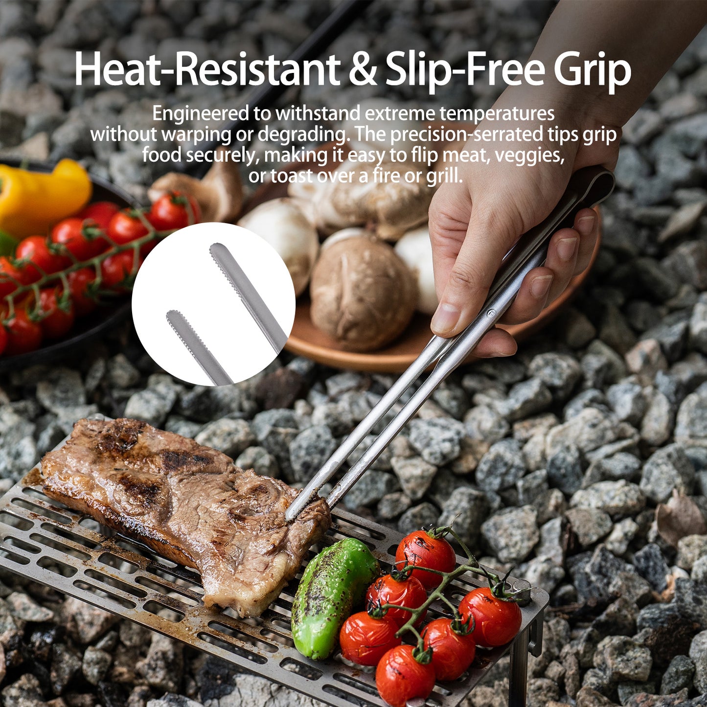 Boundless Voyage Titanium BBQ Tongs, Ultralight Heat-Resistant Rustproof Grilling Tongs for Camping Hiking Outdoor Cooking Ti1014T