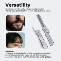 Boundless Voyage Titanium Hair Styling & Beard & Mustache Folding Pocket Comb, Portable EDC Accessories for Men and Women Ti9011O