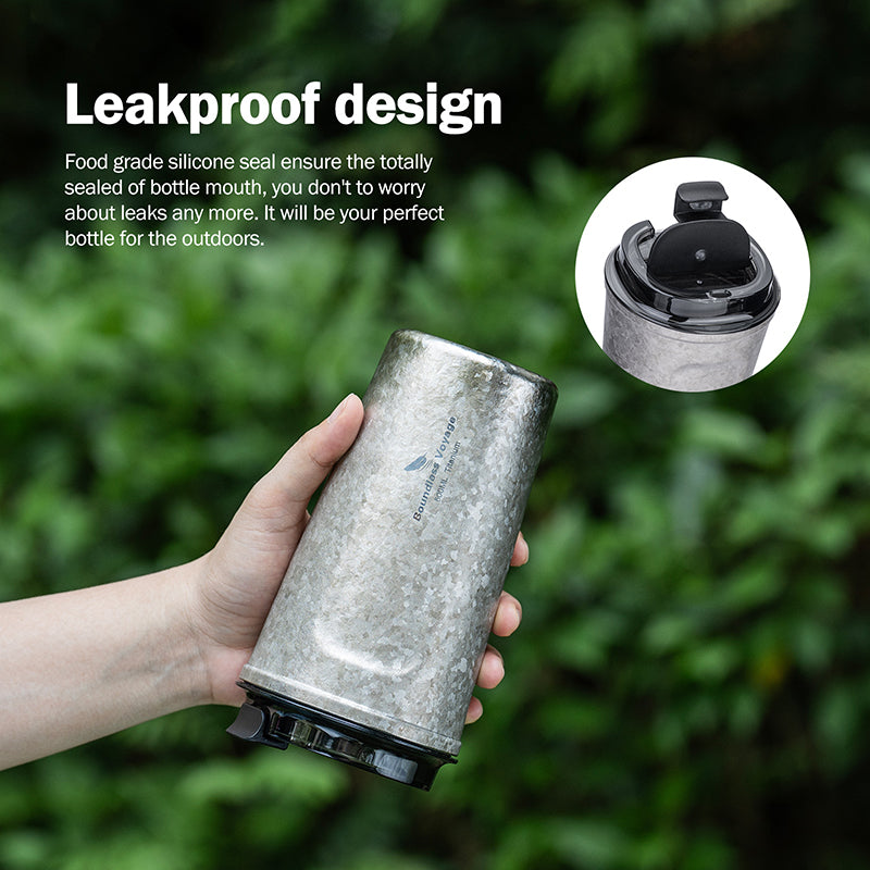 Boundless Voyage Titanium Thermos Bottle with Lid Double-Walled Insulated Water Mug 500ml Ti3235A
