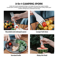 Boundless Voyage Titanium Spork 3-in-1 Fork, Spoon, Knife Cutlery Combo Ultra Lightweight Camping Utensil Ti1064T
