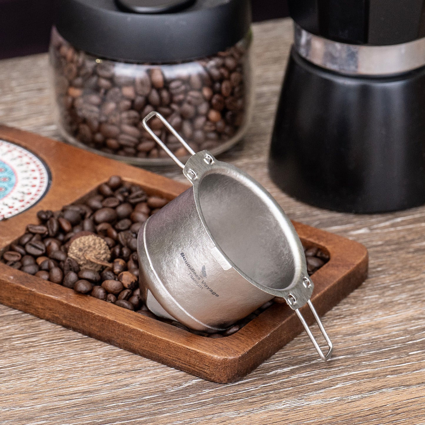 Boundless Voyage Titanium Folding Coffee Drip Filter, Ultralight Portable Hanging Ear Hand Brew Filter for Camping Travel Home, Ti6002P