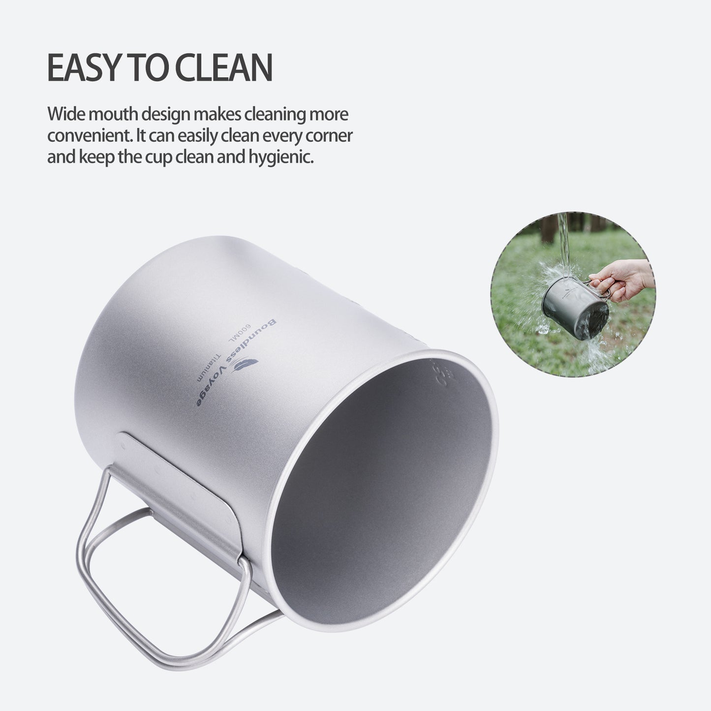 Boundless Voyage 200ml Single Wall Titanium Cup with Lid | Ultralight Portable Camping Mug for Tea Coffee EDC Hiking Ti3033D