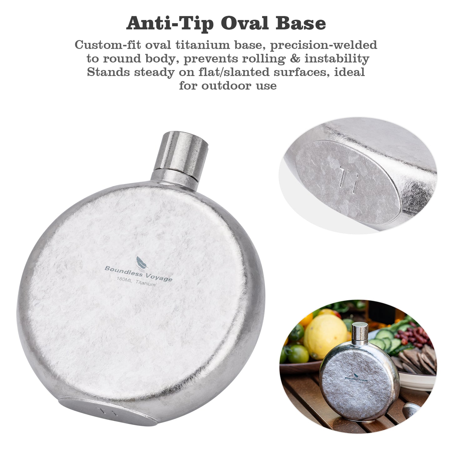 Boundless Voyage Titanium Crystallized Flask 180ml Portable Round Wine Bottle With Titanium Crystallized Funnel Whiskey Alcohol Drink ware Accessories Ti3264D