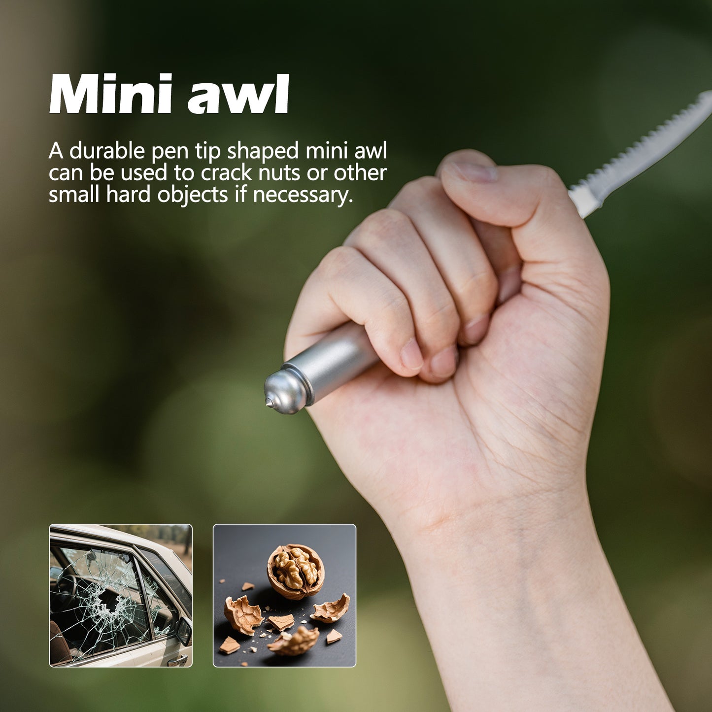 Boundless Voyage Titanium Survival Whistle Portable Camping Saw Knife Awl 4-in-1 EDC Outdoor Gear Multi-Purpose Tool for Hiking, Hunting, Pets Training Ti9024O