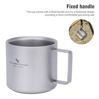 Boundless Voyage 220ml Double Wall Titanium Coffee Cup, Lightweight Portable Insulated Mug, Outdoor Camping Travel Tableware Ti3052D