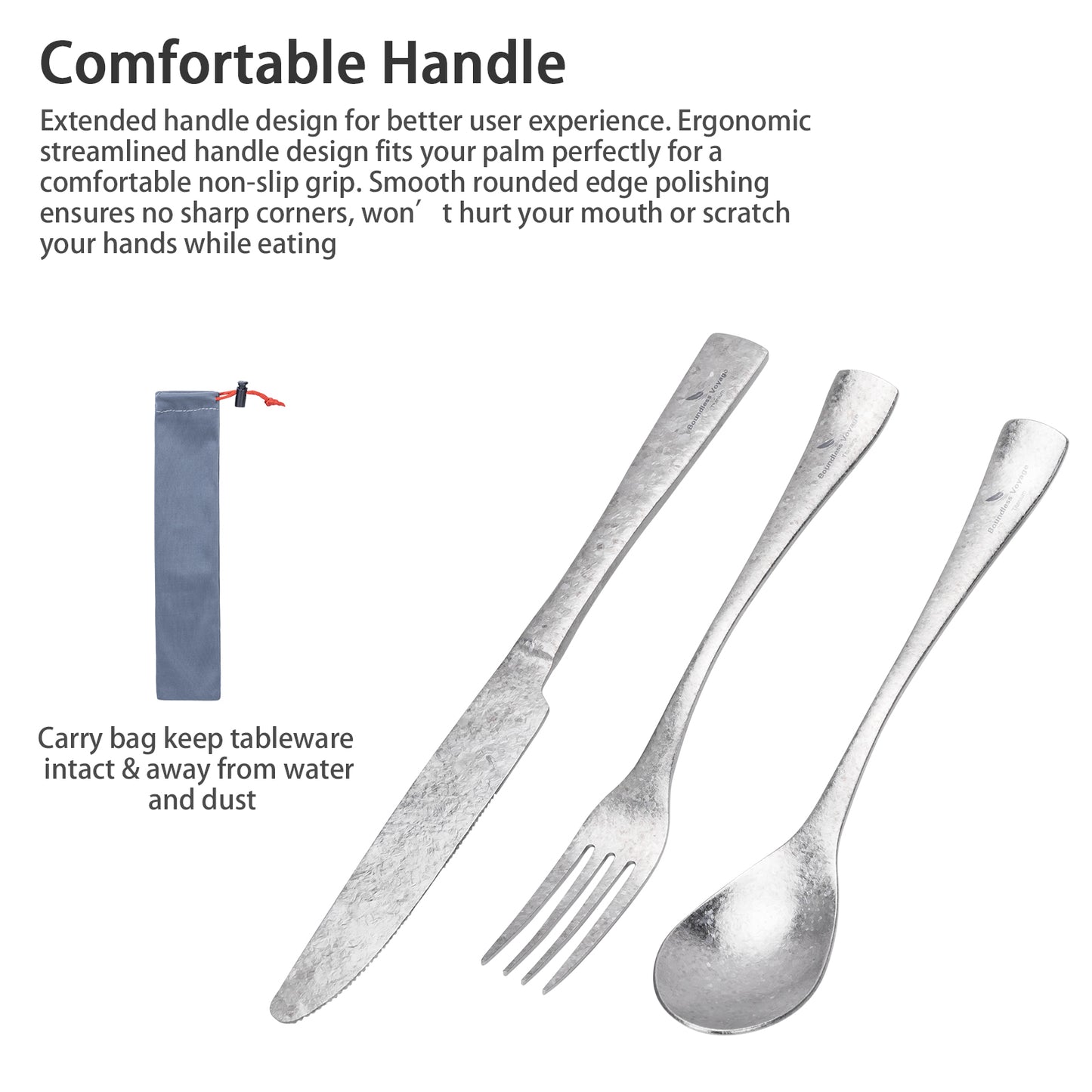 Boundless Voyage Titanium Camping Tableware Utility Cutlery Set Knife Fork Spoon Set for Home Travel Ti1055A