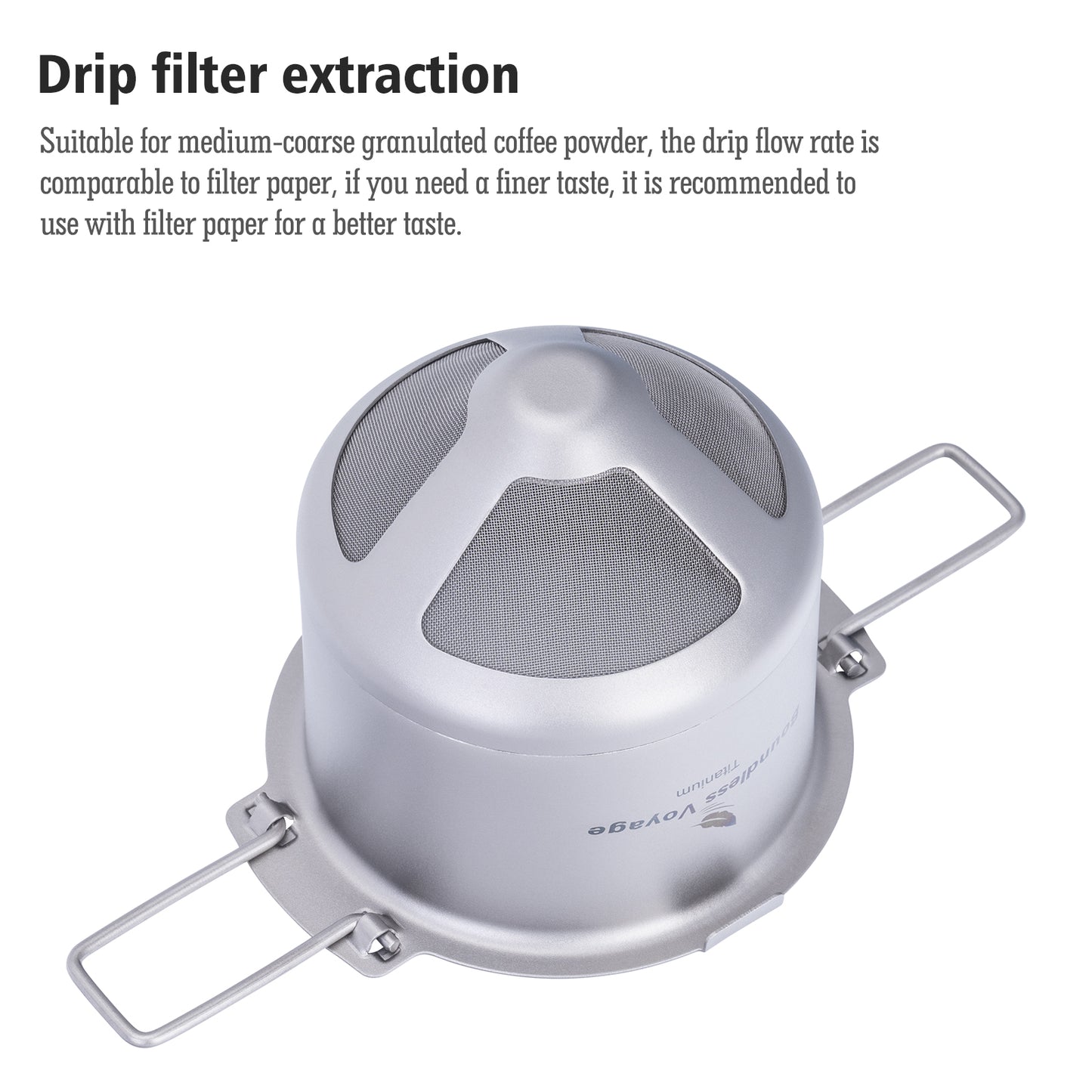 Boundless Voyage Titanium Folding Coffee Drip Filter, Ultralight Portable Hanging Ear Hand Brew Coffee Filter, Fits Mugs with 6.5cm–12.5cm Diameter Ti6002P