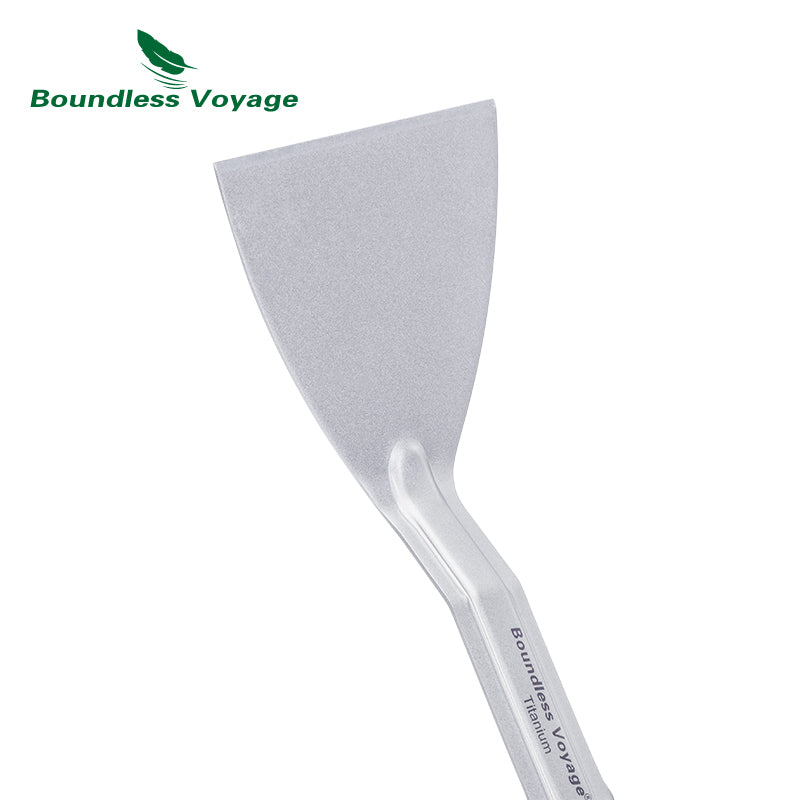 Boundless Voyage Titanium Folding Spatula Frying Shovel with Folding Handle Food Turner for Camp Kitchen Outdoor Cooking