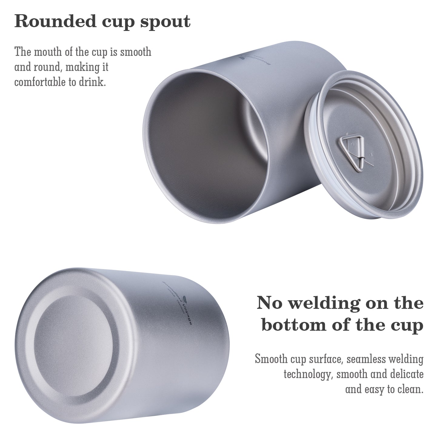Boundless Voyage 350ml Pure Titanium Double Walled Cup with Lid | Ultralight Anti-Scald Insulated Coffee Mug for Outdoor Camping Hiking Home Office Use Ti3022D