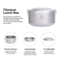 Boundless Voyage Outdoor Titanium Lunch Box Salad Soup Bowl with Lid Daily Separated Multi-layer Office Worker Bento Box Uncoated Ti1095T